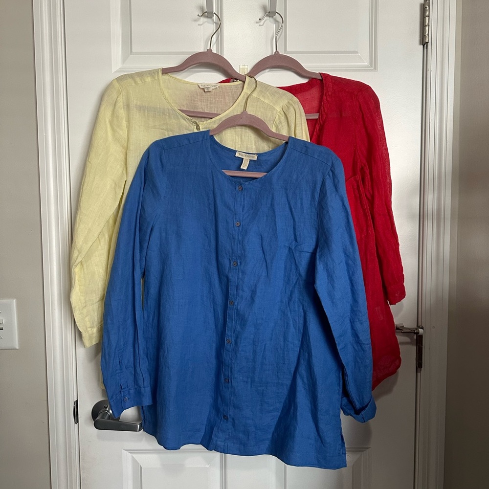 Bundle Of 3 Eileen Fisher Linen Button Down Tunic… - image 1